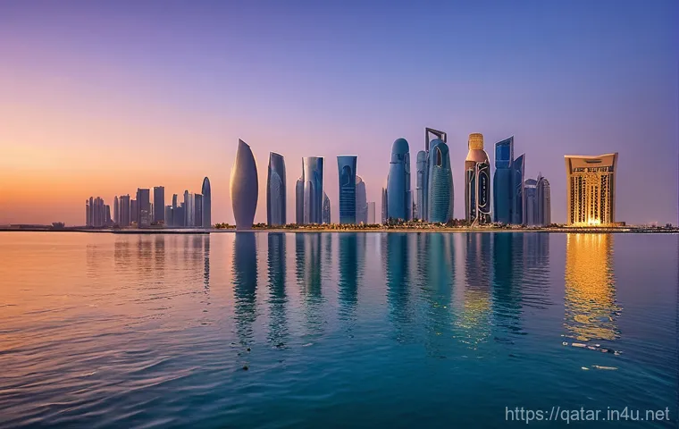 카타르 관광지 - Prompt 1: Architectural Wonders of Doha at Sunset**