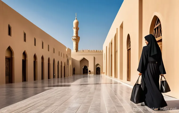 카타르 여성의 사회적 위치 - A dynamic scene depicting Qatari women in diverse professional settings. One woman, wearing a stylis...