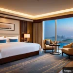 Home 18 카타르 호텔 추천 - A luxurious modern hotel room interior at The Westin Doha featuring spacious layout, elegant contemp...